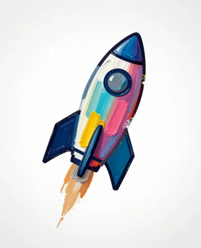 Glossy Painterly Rocket Icon - Iconography - AI generated image