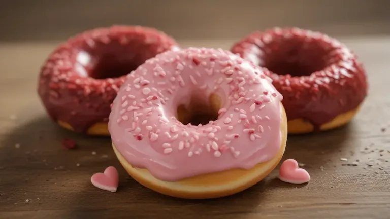 Pink Glazed Donuts with Sprinkles Triangular Arrangement - Food - AI generated image