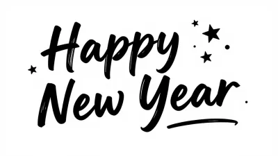Happy New Year Text with Stars - Typography - AI generated image