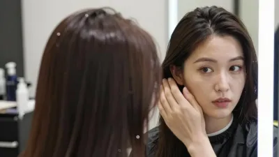 Woman with Long Brown Hair in Salon - Beauty - AI generated image