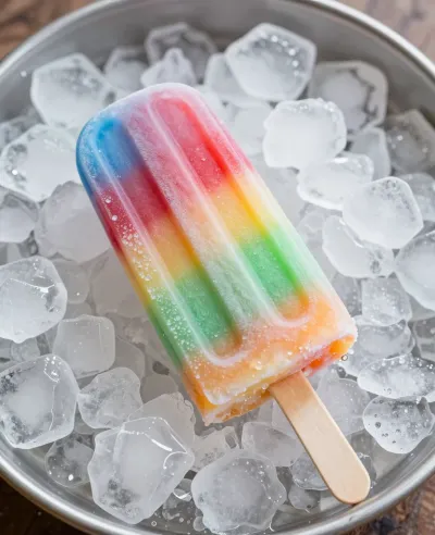 Rainbow Popsicle on Ice - Food - AI generated image