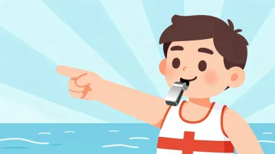 Lifeguard Whistling Alert in Sunburst - People - AI generated image