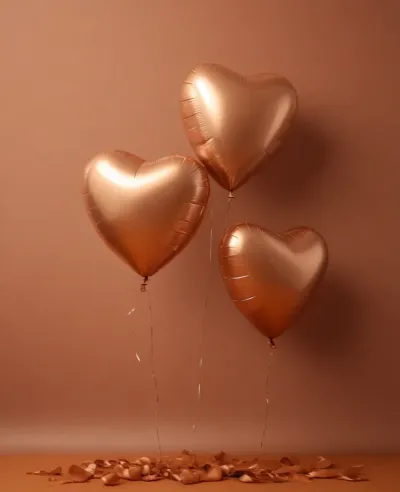 Burnt-Orange Heart Balloons Reflective Metallic - Celebration - AI generated image