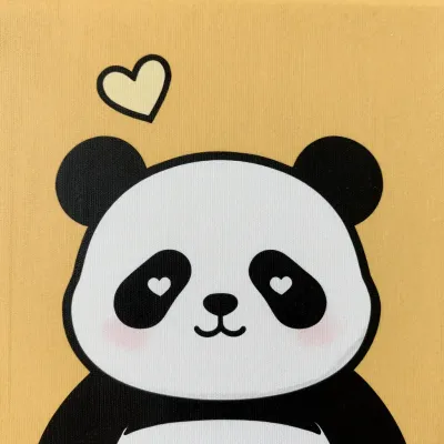 Panda with Heart Shapes in Eyes and Head - Animal - AI generated image
