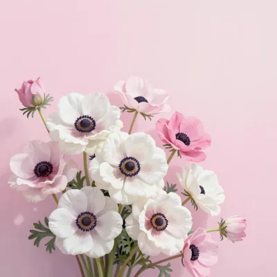 Anemone Cluster Softly Lit - Flowers - AI generated image