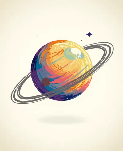 Painted Planet with Rings - Art - AI generated image