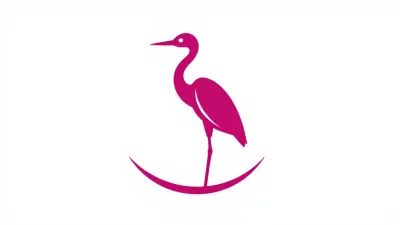 Pink Heron Icon Standing Upright - Iconography - AI generated image