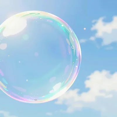Crystal-clear Soap Bubble Reflecting Sky - Background - AI generated image
