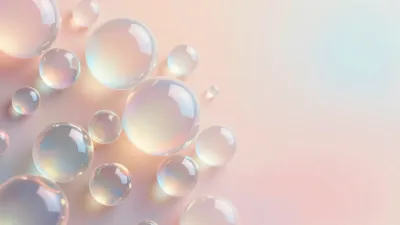 Pearlescent Spheres Floating in Pastel Gradient - Abstract - AI generated image