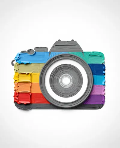 Painted Camera with Thick Layers - Art - AI generated image