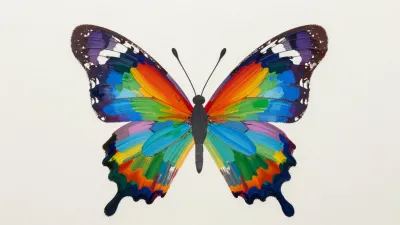 Multicolored Butterfly Painted with Soft Lighting - Art - AI generated image