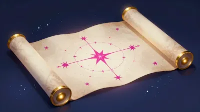 Astral Map Scroll Unfurled in Starry Night - Scroll - AI generated image