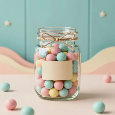 Pastel Candy Jar with Twine Bow - Food - AI generated image