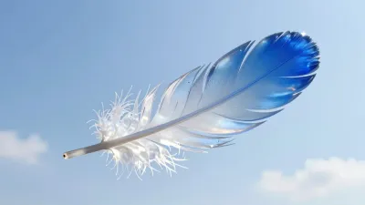 Translucent Glass Feather Floating in Sky - Nature - AI generated image