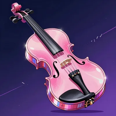 Glossy Pink Crystal Violin Shimmering in Starlit Sky - Music - AI generated image