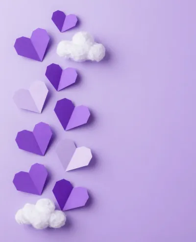 Lavender Hearts and Clouds Flowing in Soft Light - Art - AI generated image