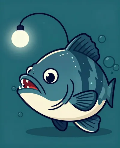 Cartoon Fish with Open Mouth Hanging Lamp - Cartoon - AI generated image
