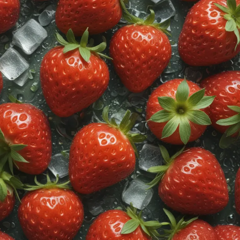 Chilled Strawberries with Ice Cubes - Food - AI generated image