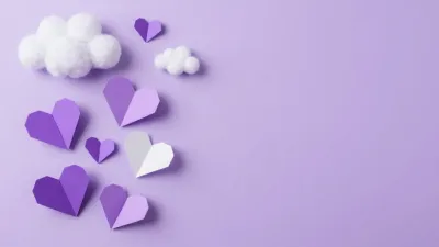 Paper Hearts and Cotton Clouds in Lavender Mist - Stationery - AI generated image