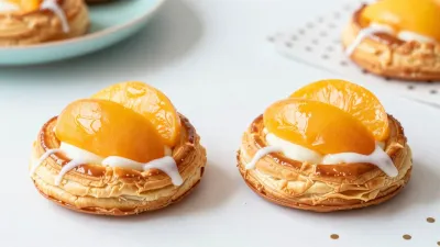 Peach Danish Bites with Creamy Icing - Food - AI generated image