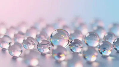 Translucent Glass Beads Reflecting Pastel Colors - Material - AI generated image