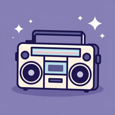 Cream Retro Boombox with Dark Accents - Electronics - AI generated image