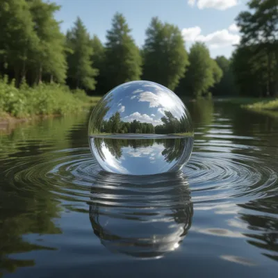 Crystal Sphere Reflecting Sky and Trees - Nature - AI generated image