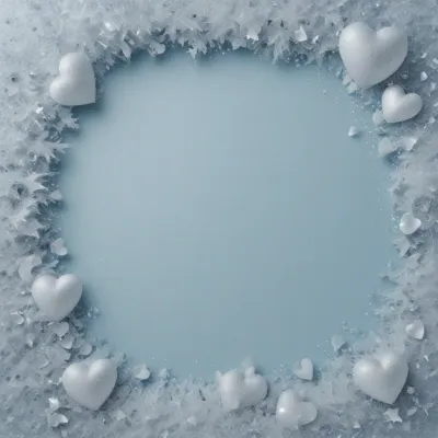 Snowflakes and Hearts in Frosty Frame - Background - AI generated image