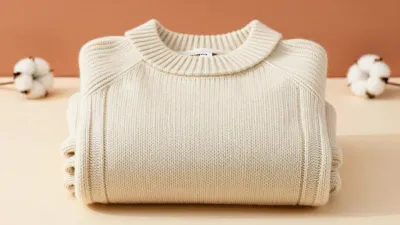 Folded Creamy Beige Knitted Sweater Soft Glow - Fashion - AI generated image