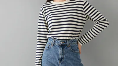 Person in Striped Breton Top and Jeans - Fashion - AI generated image