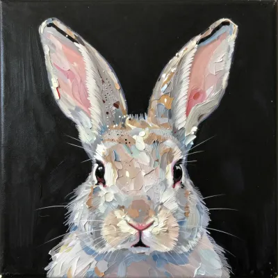 Rabbit's Face with Pastel Fur - Wildlife - AI generated image