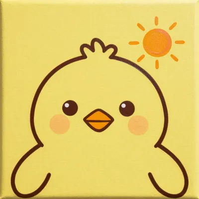 Chick with Tuft of Brown Feathers in Bright Sunlight - Animals - AI generated image