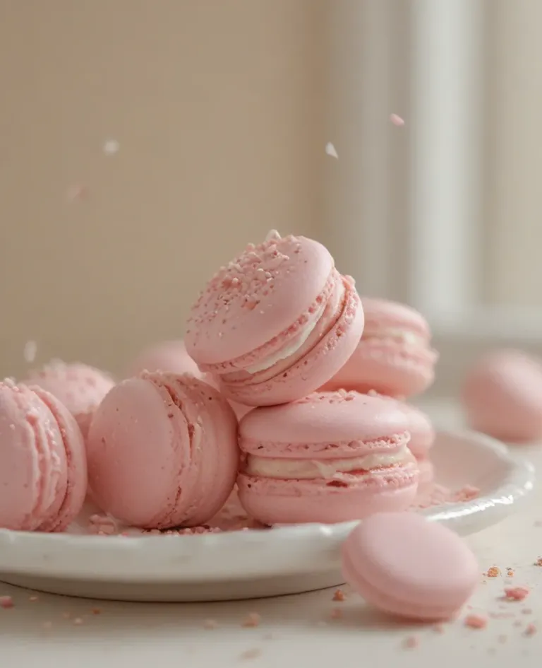 Pink Macarons with Dusting of Pink - Food - AI generated image