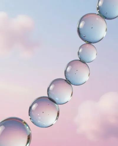 Translucent Glass Marbles Floating Diagonally - Art - AI generated image