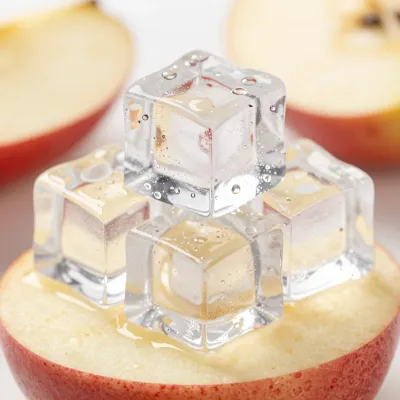 Ice Cubes on Apple Slice Macro - Food - AI generated image