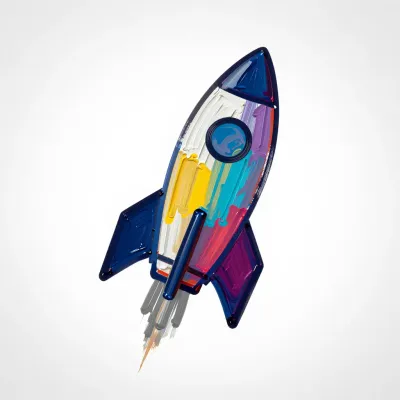 Glossy Painterly Rocket Icon Dynamic - Iconography - AI generated image