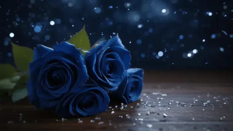 Midnight-blue Roses Gleaming in Starry Night - Flowers - AI generated image