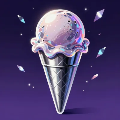 Crystal Ice Cream Cone Reflecting Starry Night - Food - AI generated image