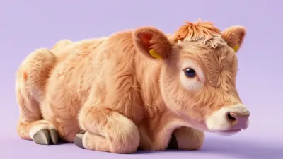 Apricot Calf Resting Softly - Plush - AI generated image