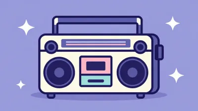 Retro Boombox Speaker Gleaming in Lavender Dream - Audio - AI generated image