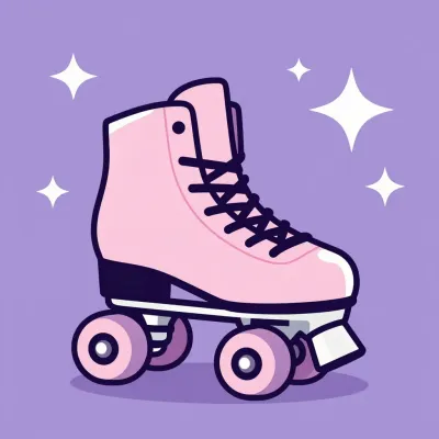 Pink Roller Skate Gleaming on Lavender Background - Fashion - AI generated image