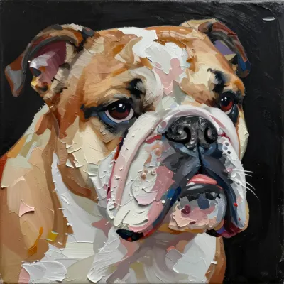 Bulldog Face Impasto Texture - Animal - AI generated image