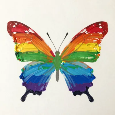 Rainbow Butterfly Painted Wings - Art - AI generated image