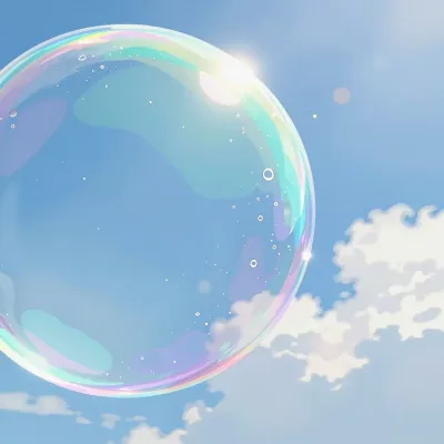 Crystal-clear Soap Bubble Reflecting Sunlight - Background - AI generated image
