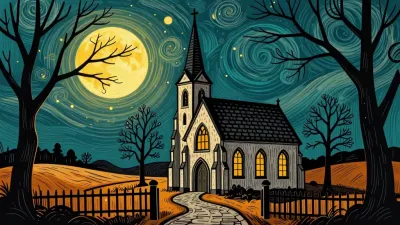 Moonlit Gothic Chapel Serenity - Architecture - AI generated image