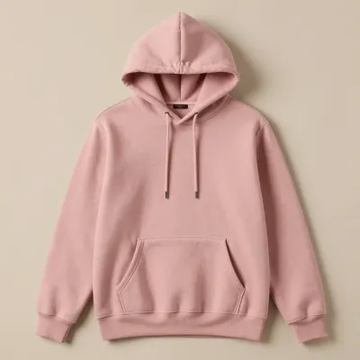 Pastel Pink Hoodie with Front Pocket - Fashion - AI generated image