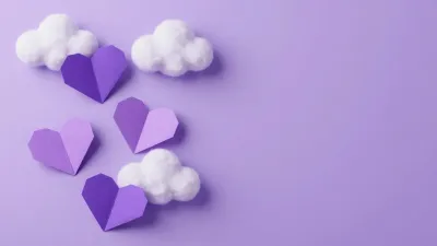 Origami Hearts and Cotton Clouds Lavender Background - Art - AI generated image