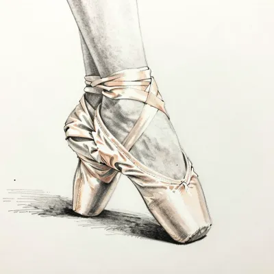 Ballet Dancer's Feet in Pointe Shoes - Ballet - AI generated image