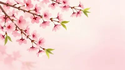 Cherry Blossom Branch Sweeping Diagonally - Flora - AI generated image