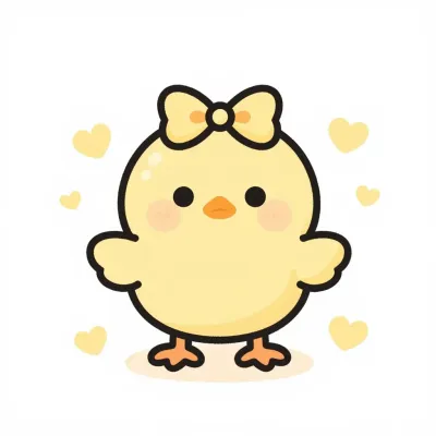 Chick with Yellow Bow - Animals - AI generated image